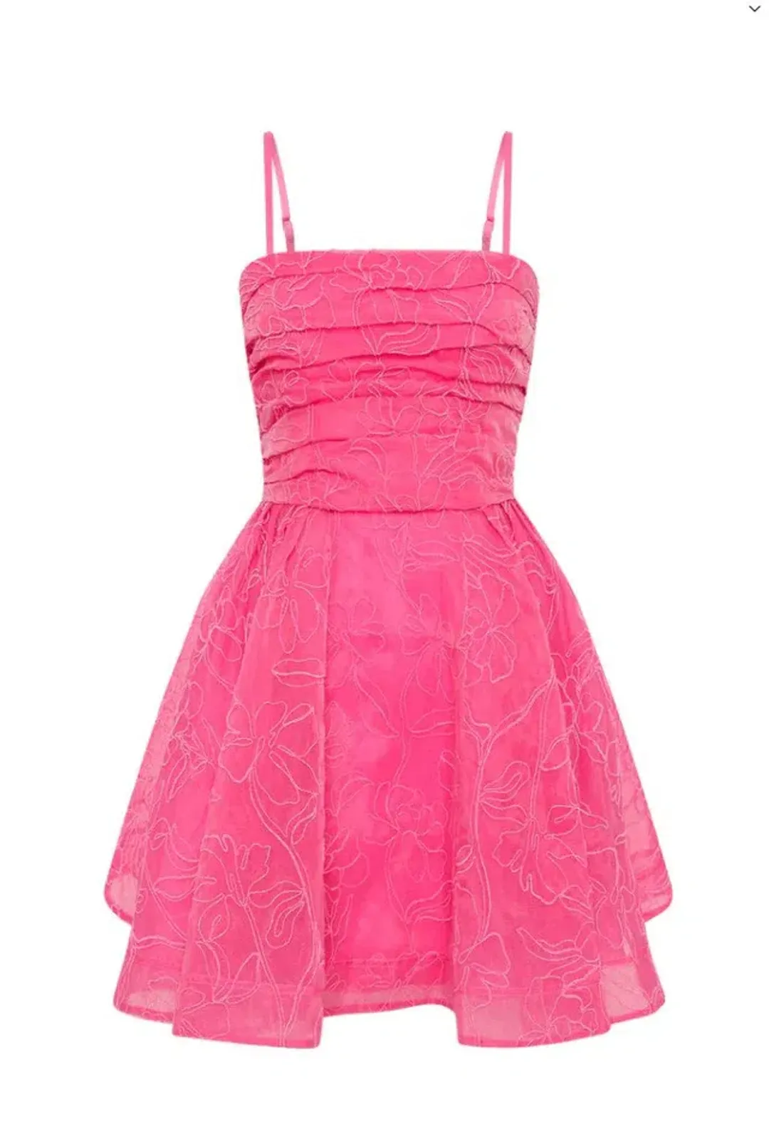 Aje Evangeline Cornelli Mini Dress in Protea Pink  Size 8 for rent on The Volte - main image