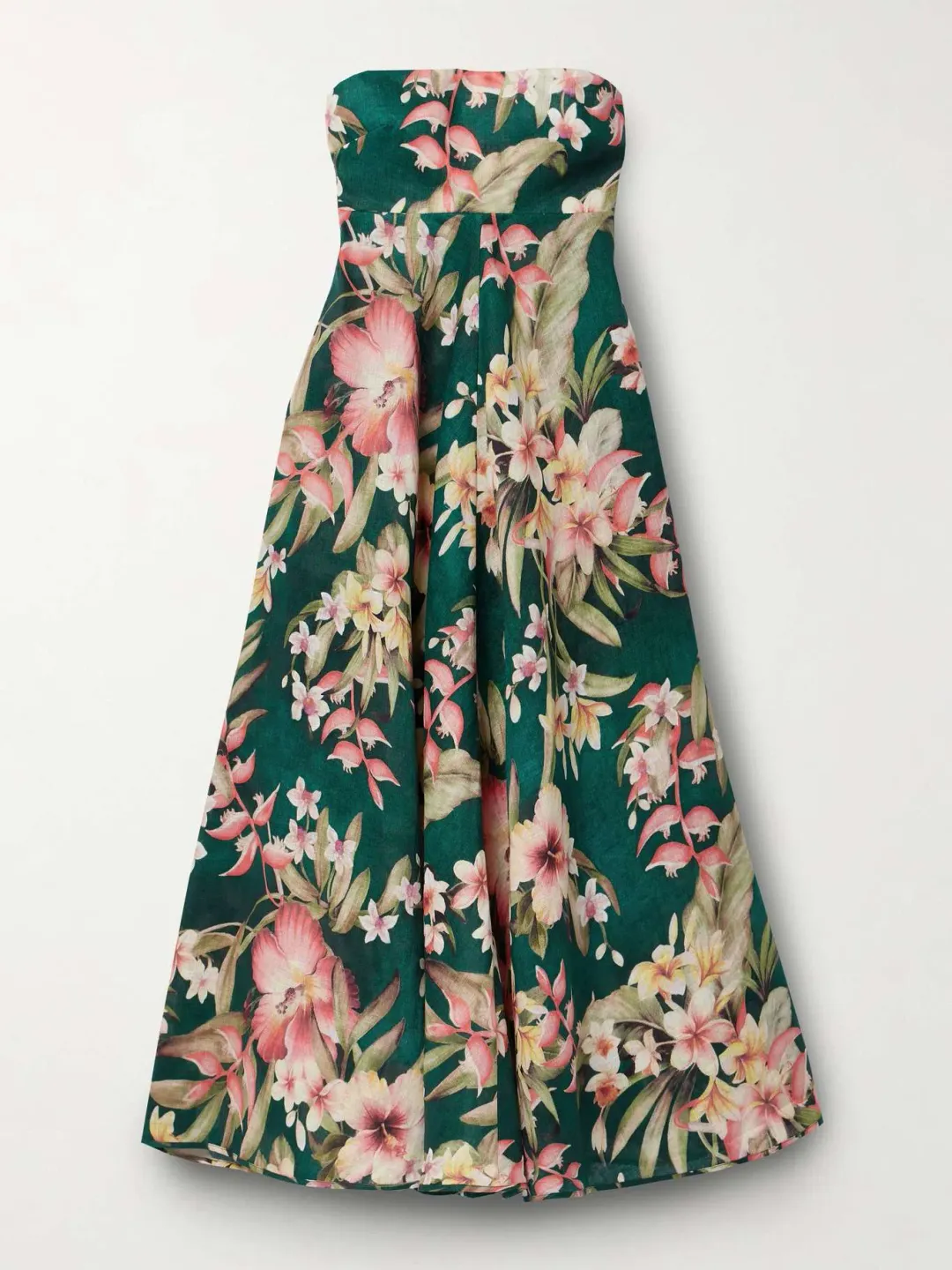 Zimmermann Lexi Strapless Linen Midi Dress Floral Print Size 2 / AU 12 for rent on The Volte - main image