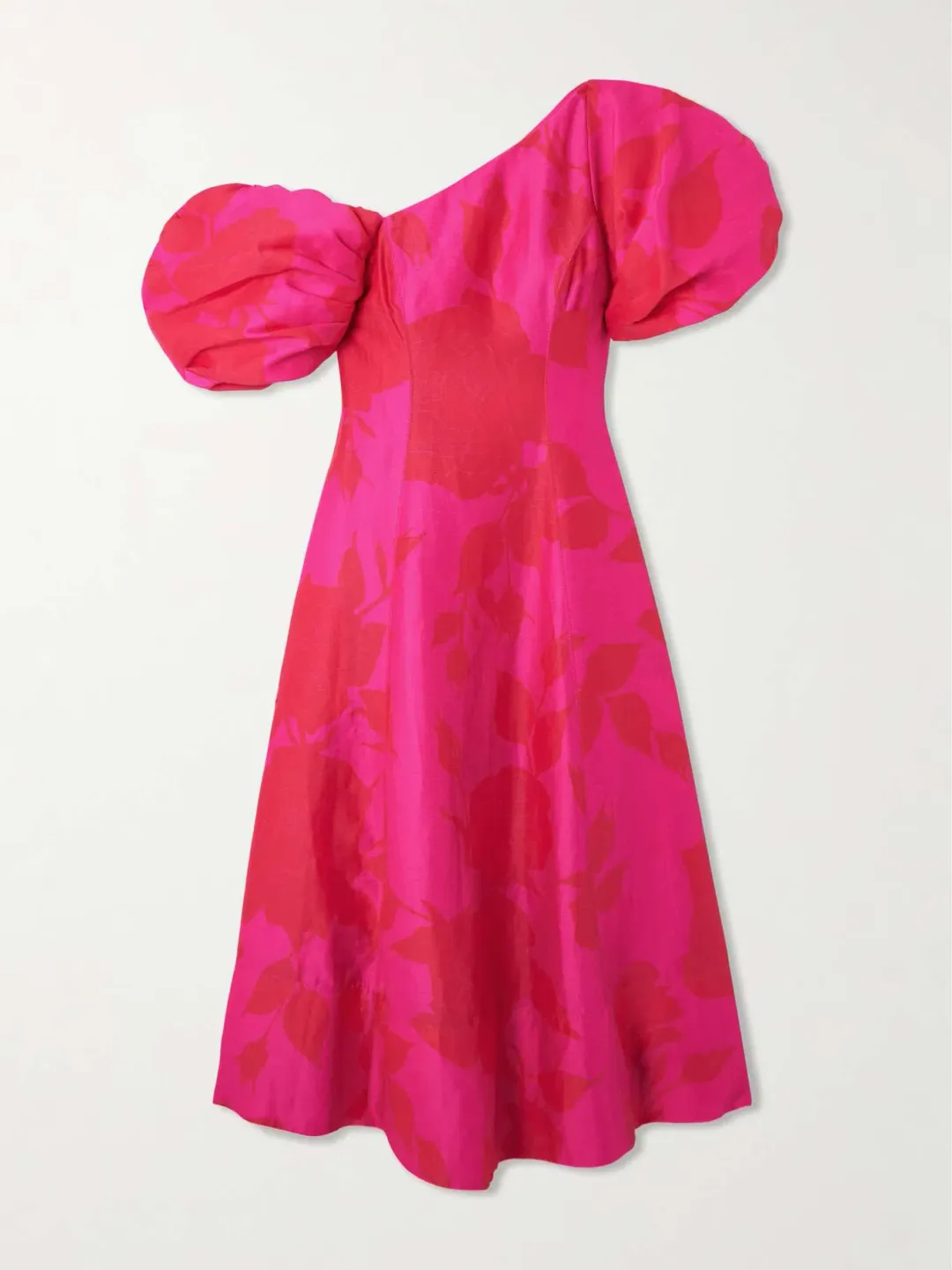 Aje Arista Tulip Sleeve Midi Dress Florescent Rose Pink Size AU 6 for rent on The Volte - main image