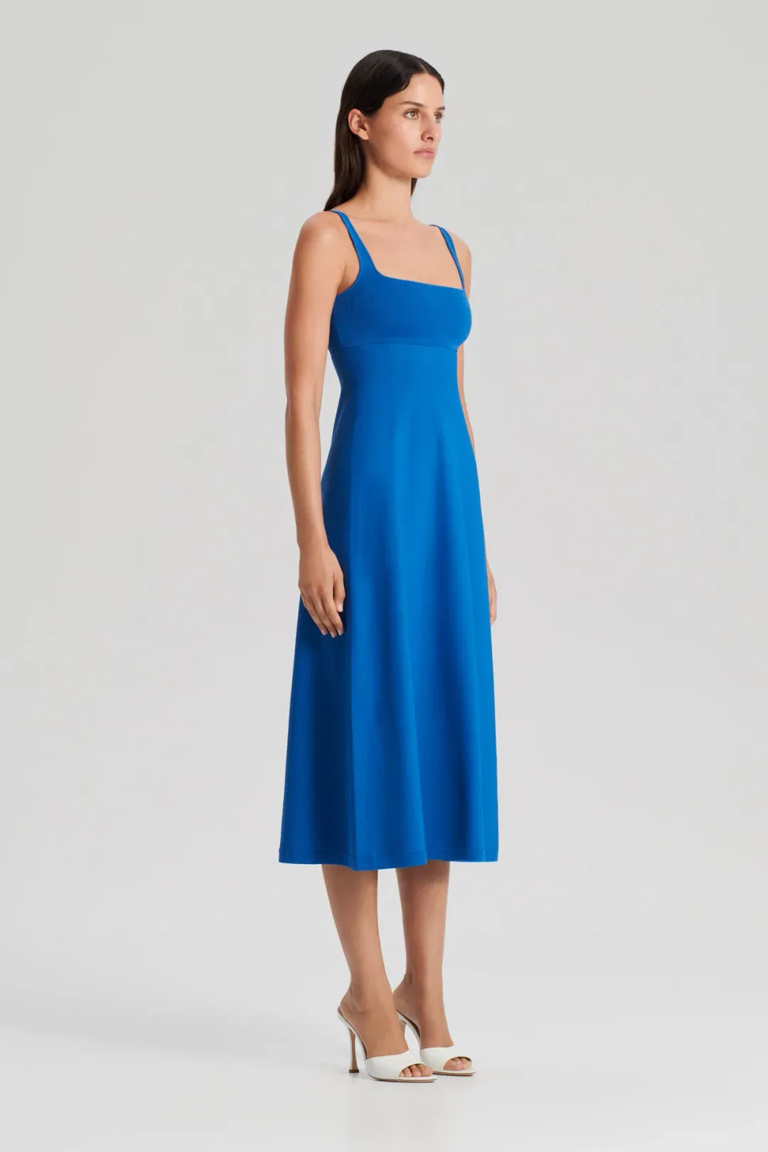 Scanlan Theodore Crepe Knit Square Neck Dress Prussian Blue Size M / AU 10 for rent on The Volte - main image