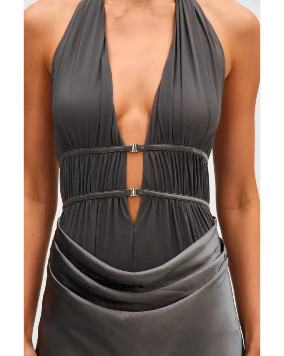 MISHA Celine Satin Maxi Dress Pewter Size 6/XS - Image 2