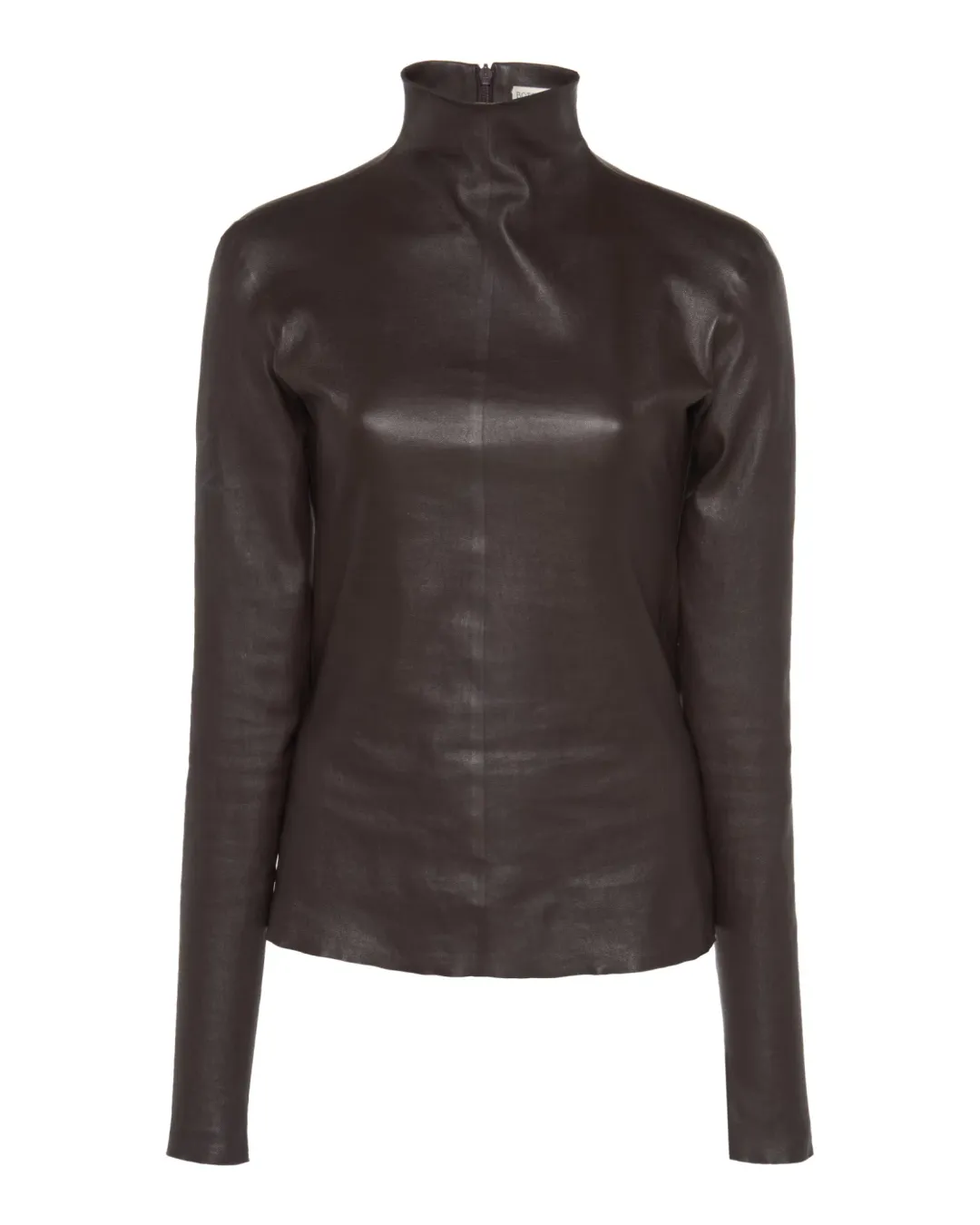 Bottega Veneta Leather Turtle Neck Top Brown Size AU 6 for rent on The Volte - main image