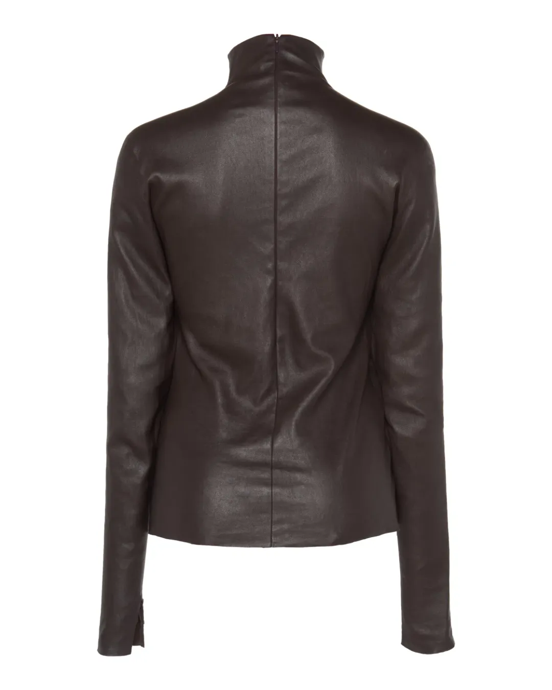 Bottega Veneta Leather Turtle Neck Top Brown Size AU 6 for rent on The Volte - main image