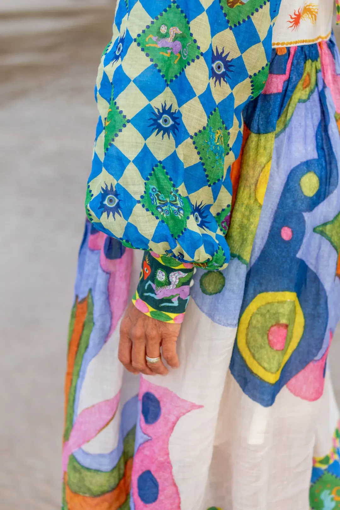 Alemais Lou Balloon Sleeve Midi Dress Multi Size AU 14 for rent on The Volte - main image