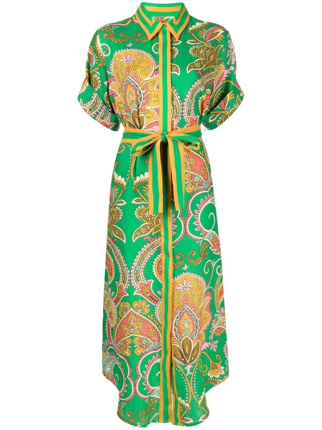 Alemais Marion Shirt Midi Dress Green Multi Size AU 12 for rent on The Volte - main image