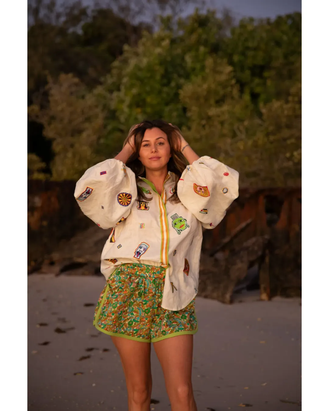Alemais Checkers Shirt and Harmonia Quilted Shorts Set Print Size AU 16 for rent on The Volte - main image