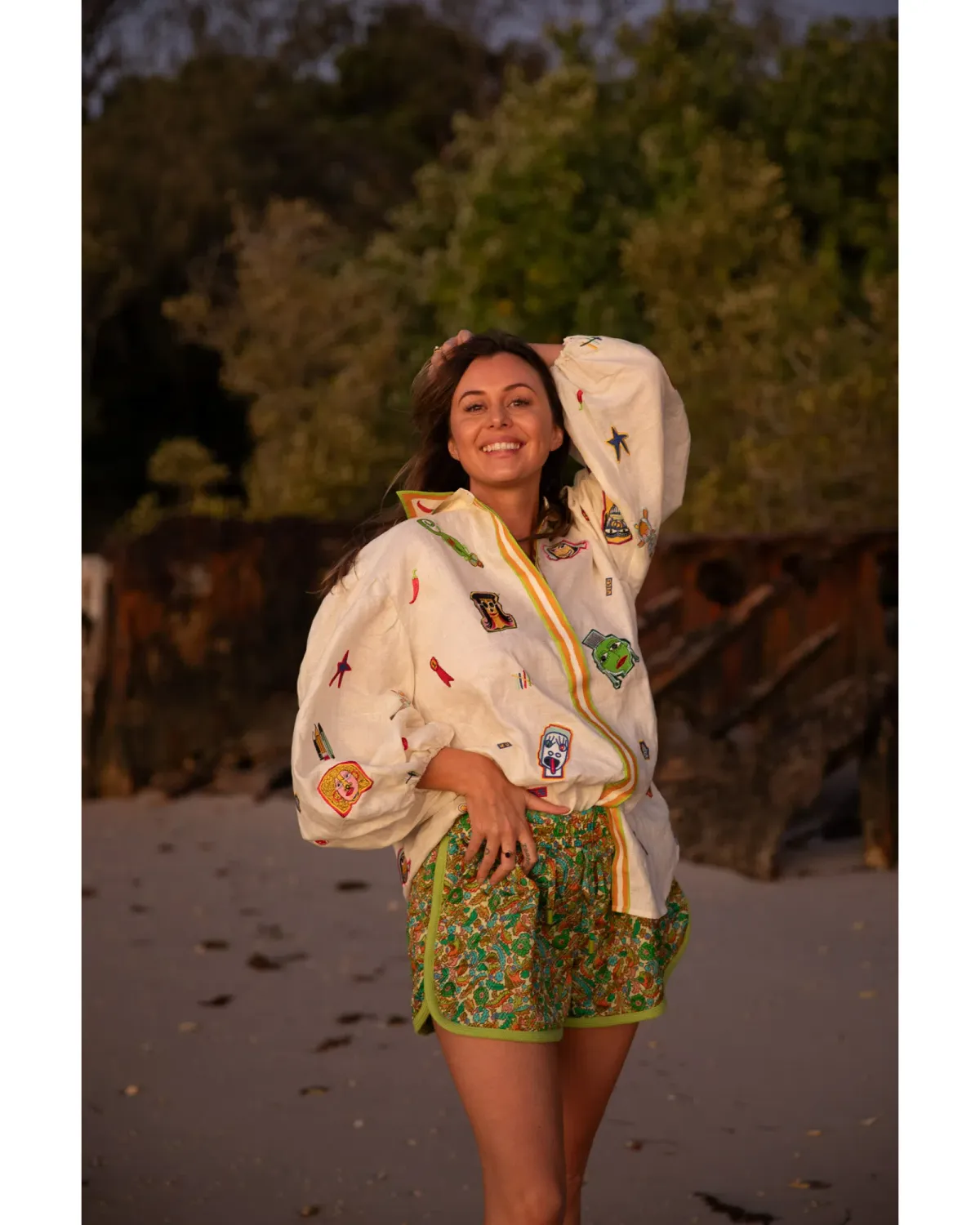 Alemais Checkers Shirt and Harmonia Quilted Shorts Set Print Size AU 16 - Image 3