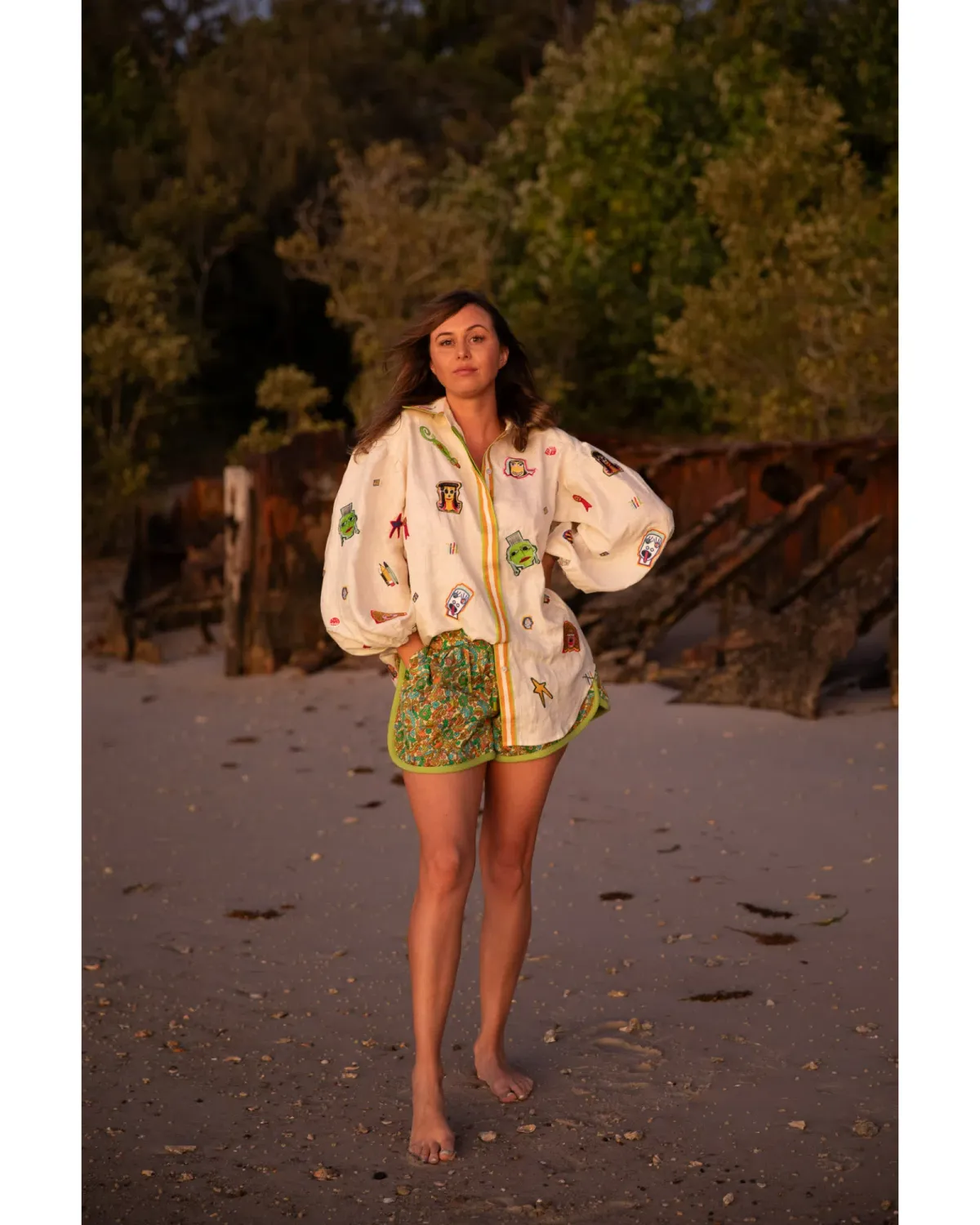 Alemais Checkers Shirt and Harmonia Quilted Shorts Set Print Size AU 16 - Image 1