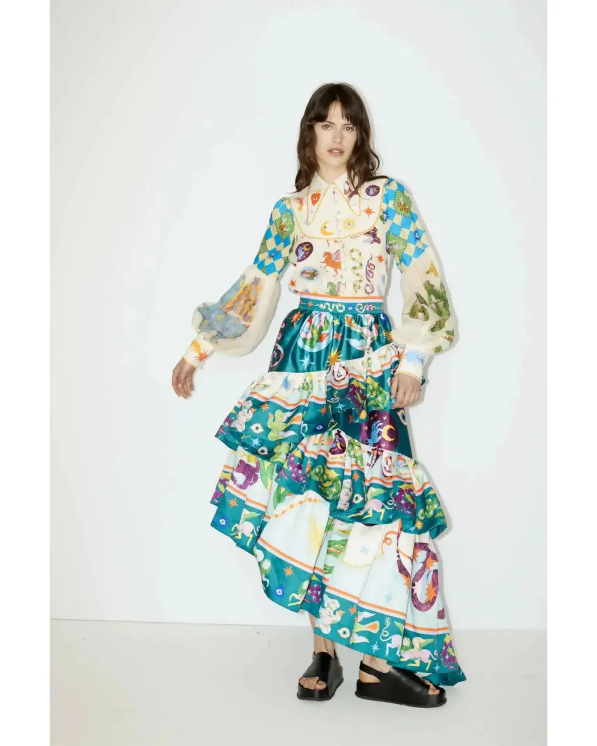 Alemais Lou Ballon Shirt  and Guardian Tiered Ruffle Skirt Multi Size 14  - Image 1