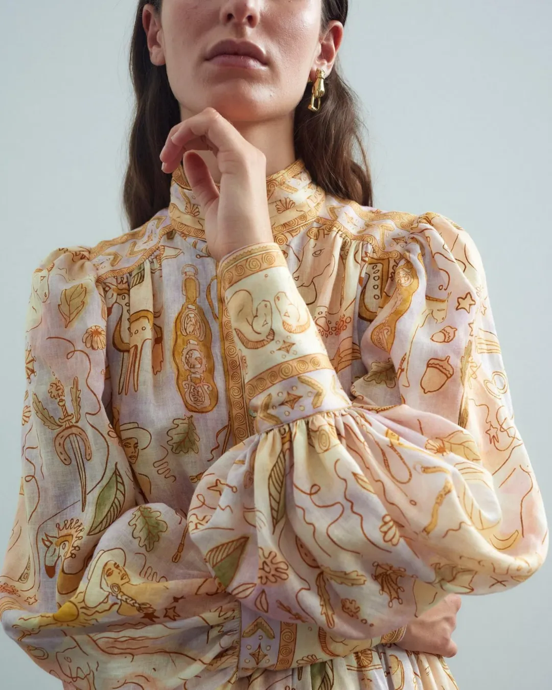 Alemais Solitaire Midi Dress in Watercolour Size AU 12 for rent on The Volte - main image