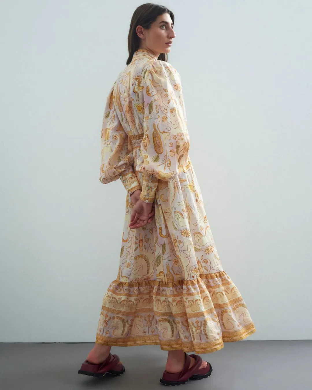 Alemais Solitaire Midi Dress in Watercolour Size AU 12 for rent on The Volte - main image