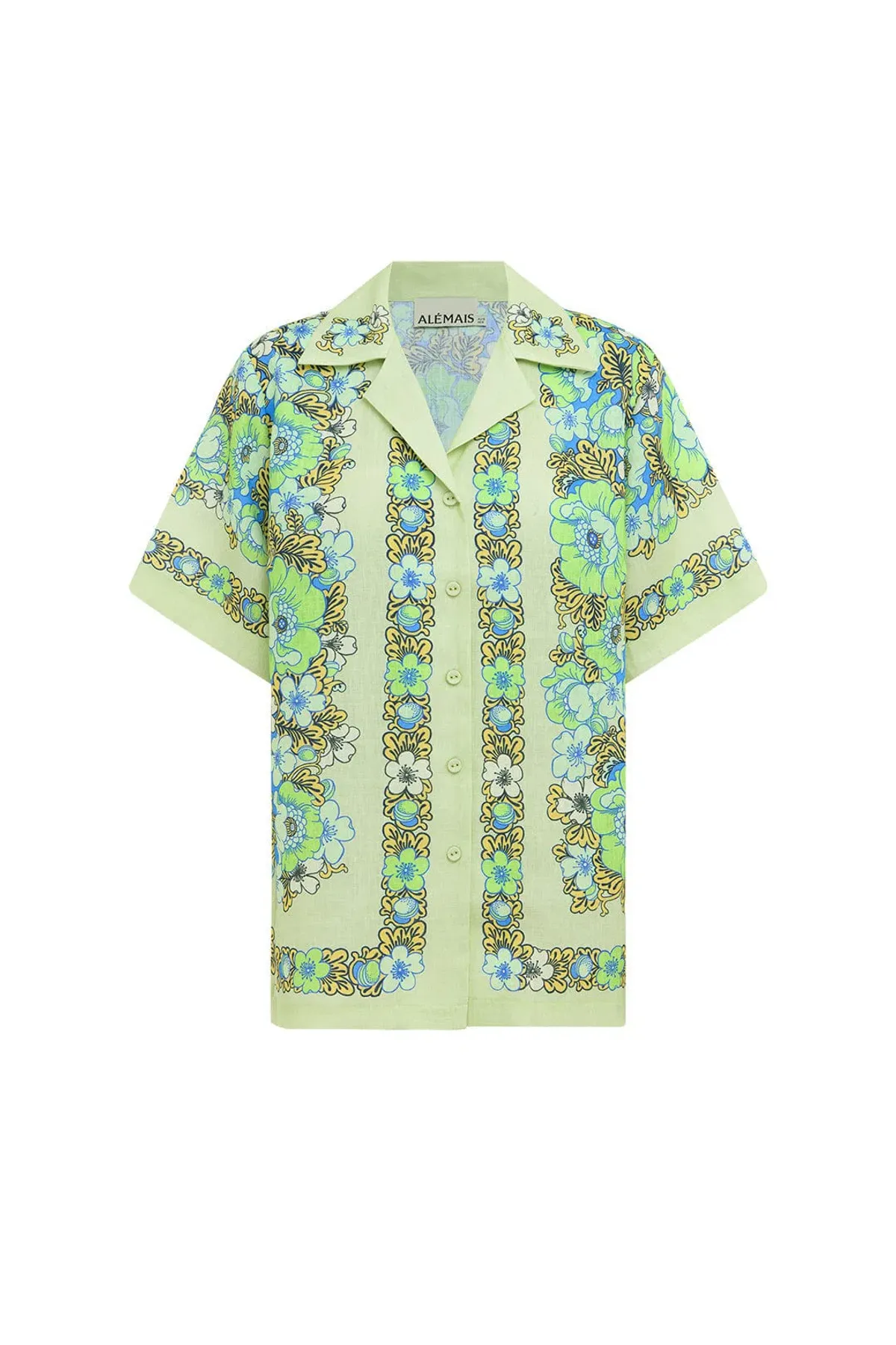 Alemais Velma Oversized Linen Shirt and Pants Set Green Floral Size AU 16 - Image 6