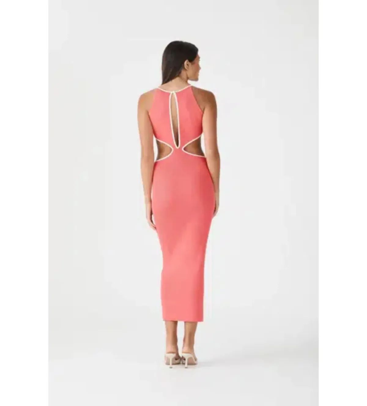 San Sloane Adrian Rib Dress Coral/Pink Size 6 - Image 3