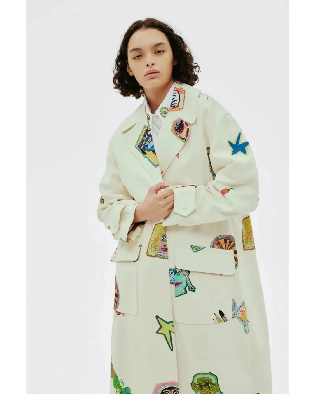 Alemais Checkers Coat Cream Print Size AU 16 for rent on The Volte - main image