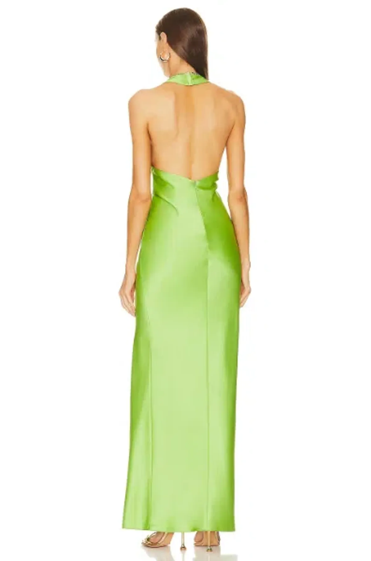 Khanums X Revolve Halter Gown With Slit Green Size 6 - Image 3