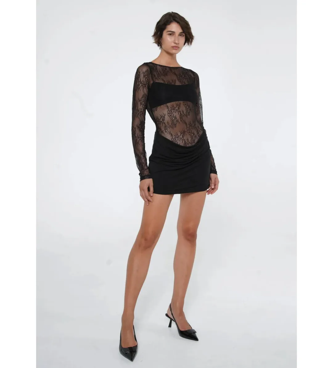 Benni Yana Lace Mini Dress Black Size 6 for rent on The Volte - main image
