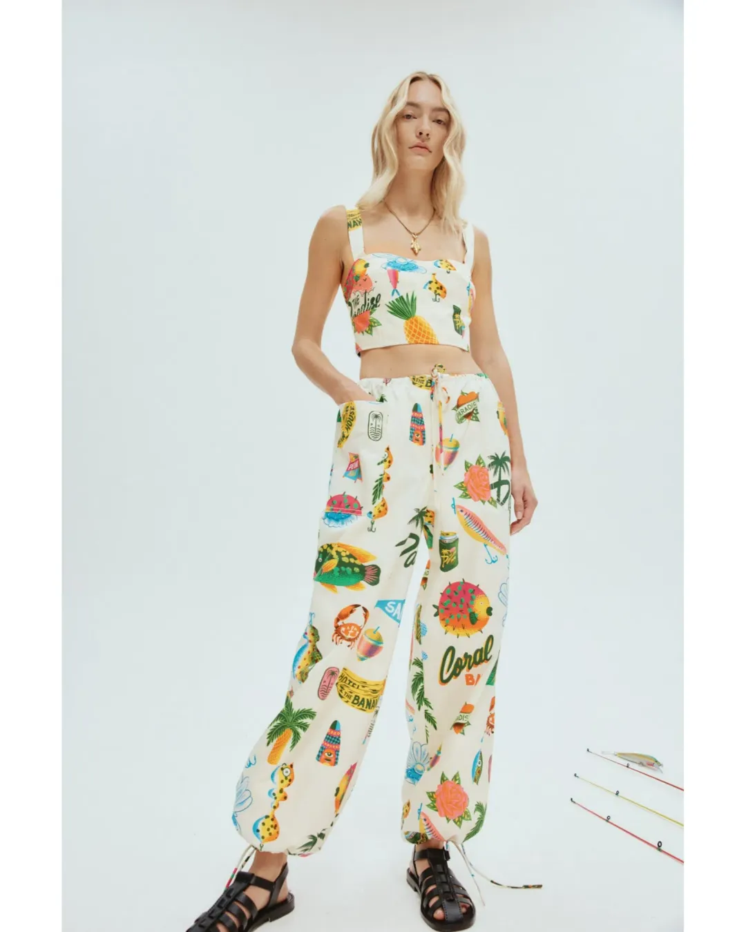 Alemais Samaki Crop Top and Pants Print Size AU 14 for rent on The Volte - main image