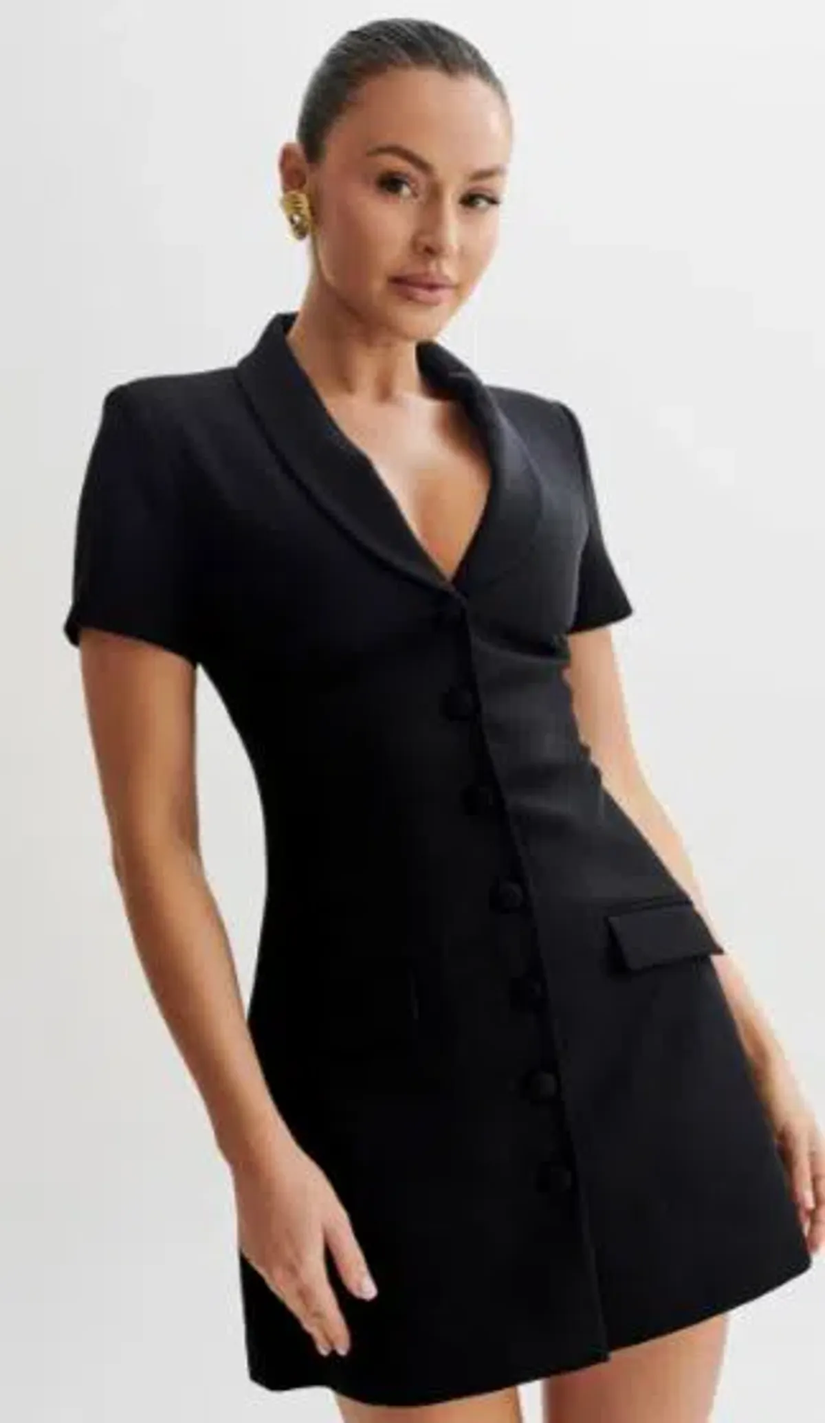 Meshki Paolina Collared Suiting Mini Dress Black Size 4 - Image 1