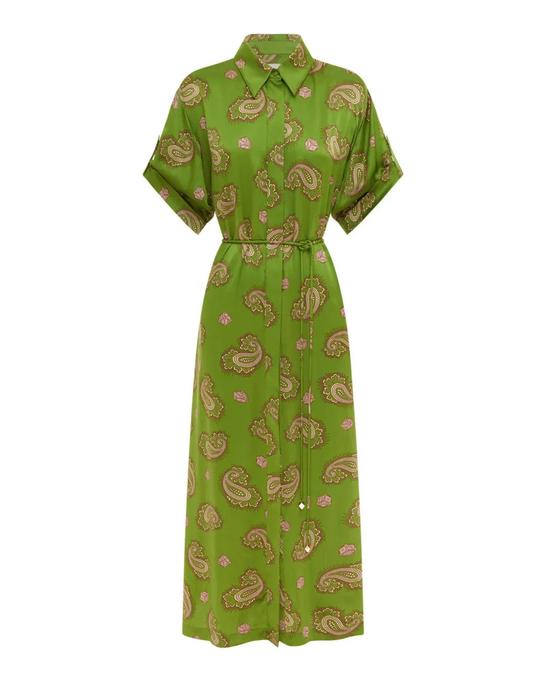 Alemais Dice Silk Shirtdress Green Size AU 16 for rent on The Volte - main image