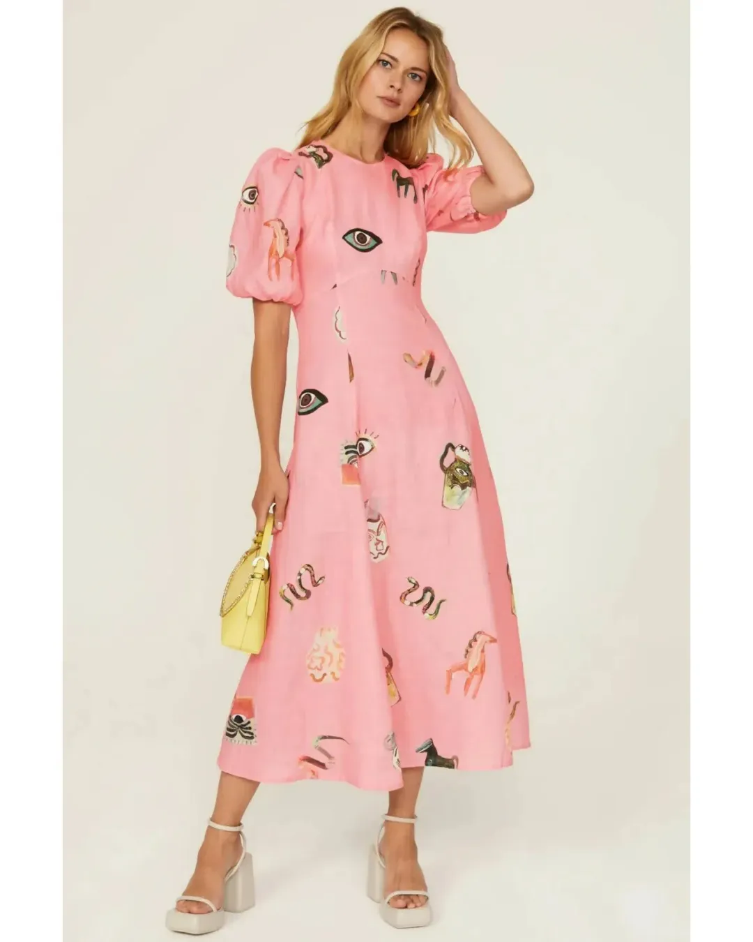 Alemais Cleo Midi Dress Pink Size AU 14 for rent on The Volte - main image