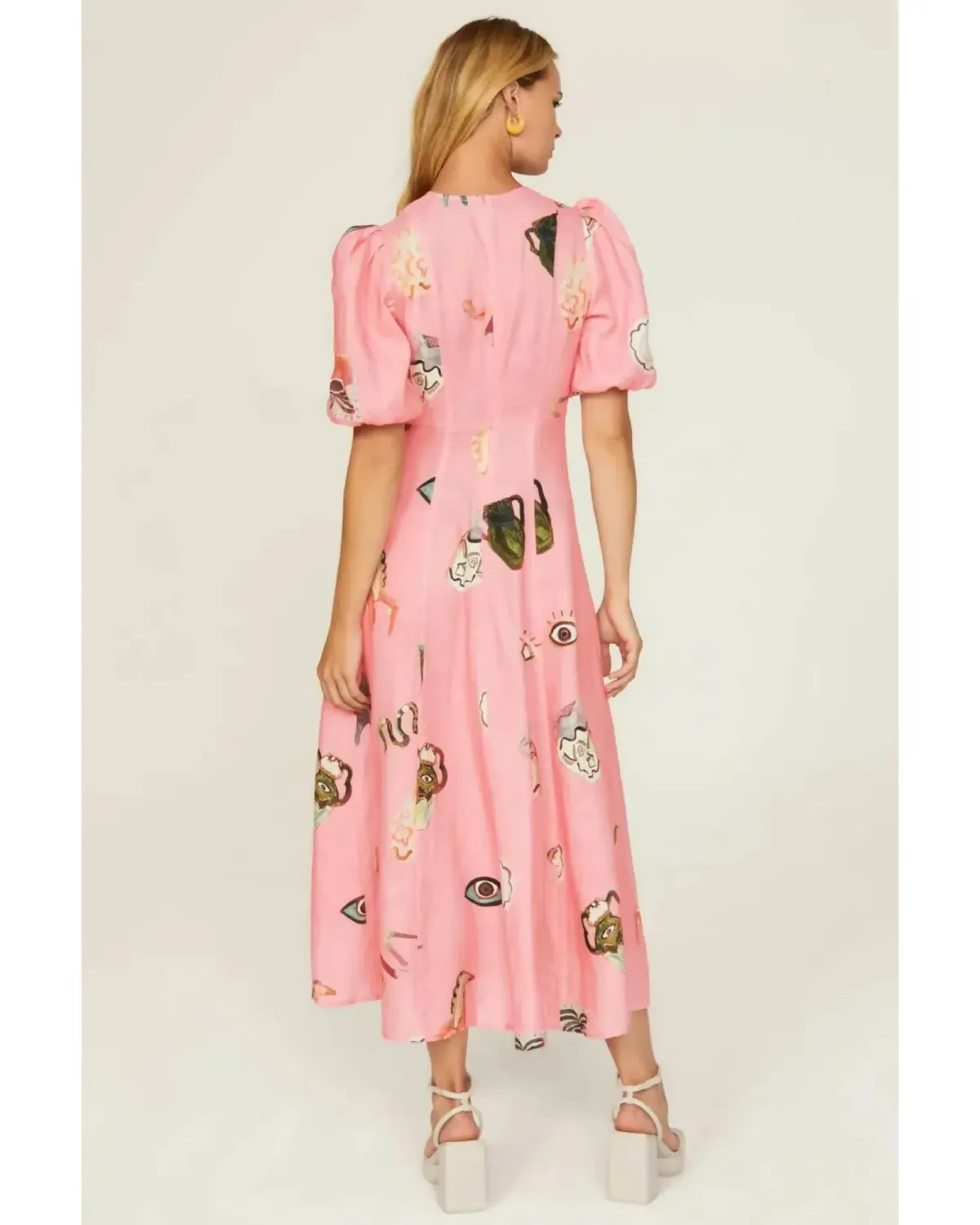 Alemais Cleo Midi Dress Pink Size AU 14 - Image 3