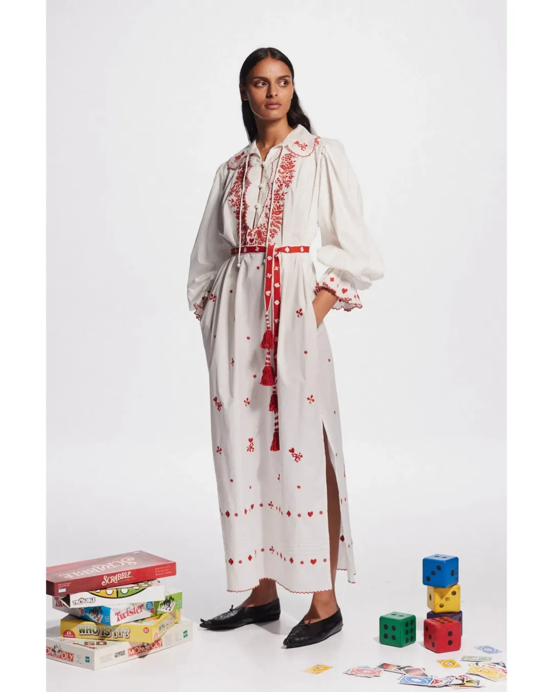 Alemais Hearts Embroidered Midi Dress Print Size AU 16 for rent on The Volte - main image