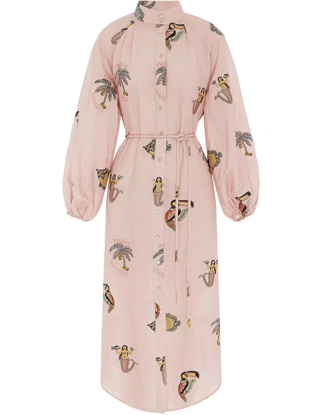 Alemais Vacay Shirt Dress Pink Size 12 for rent on The Volte - main image