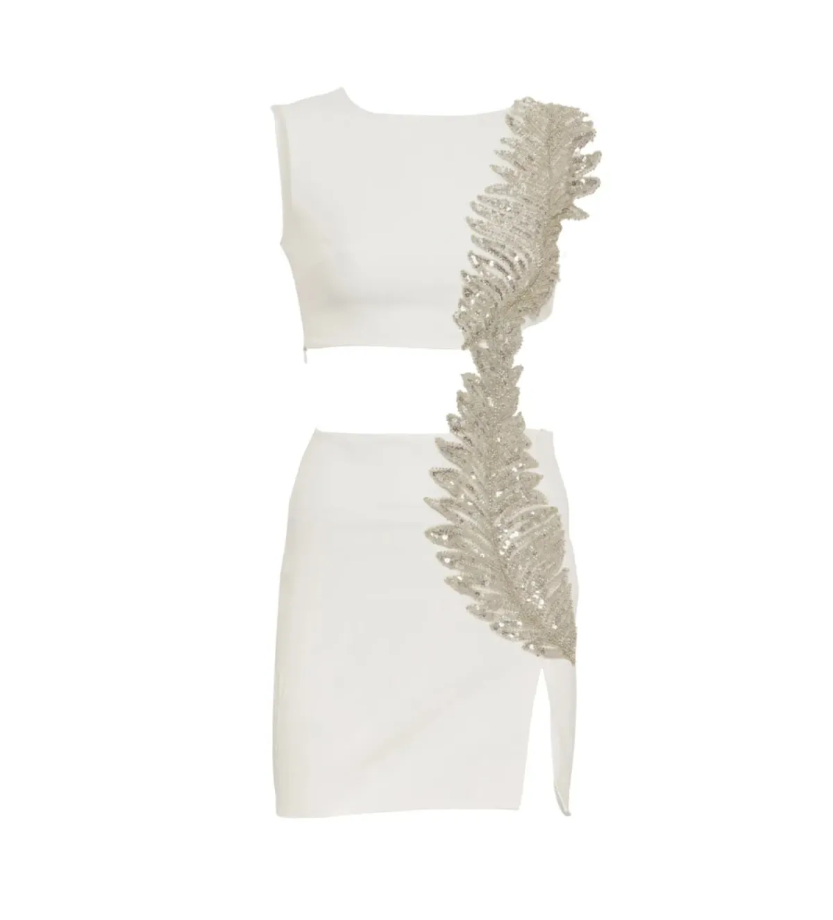 Fickle Hearts Ellie Ecru White Mini Dress With Cutouts & Embellishment Size AU 6 - Image 7