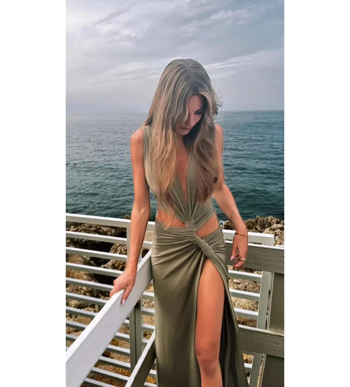 Sid Neigum Triple Loop Dress Pistachio Size 6 - Image 4