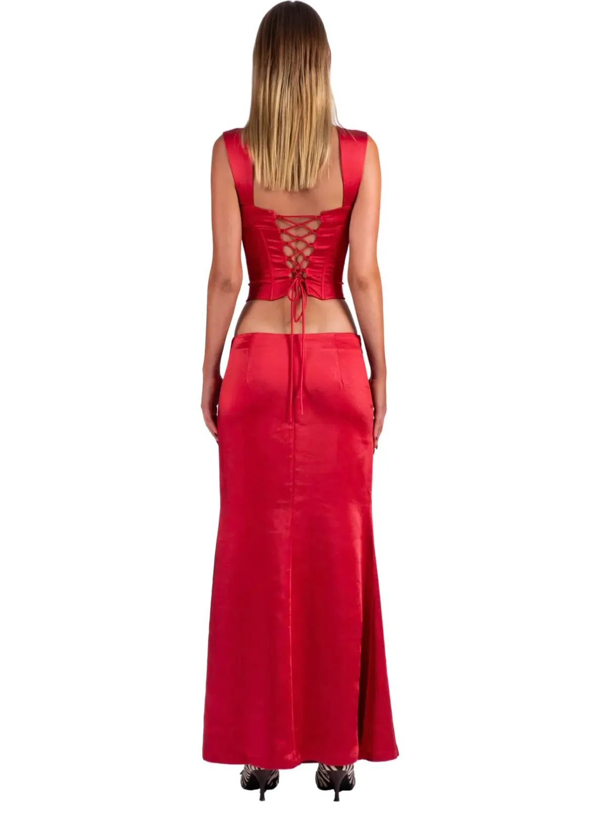 I Am Delilah Valerie Corset and Maxi Skirt Set in Cherry Red Size L / AU 12 - Image 3