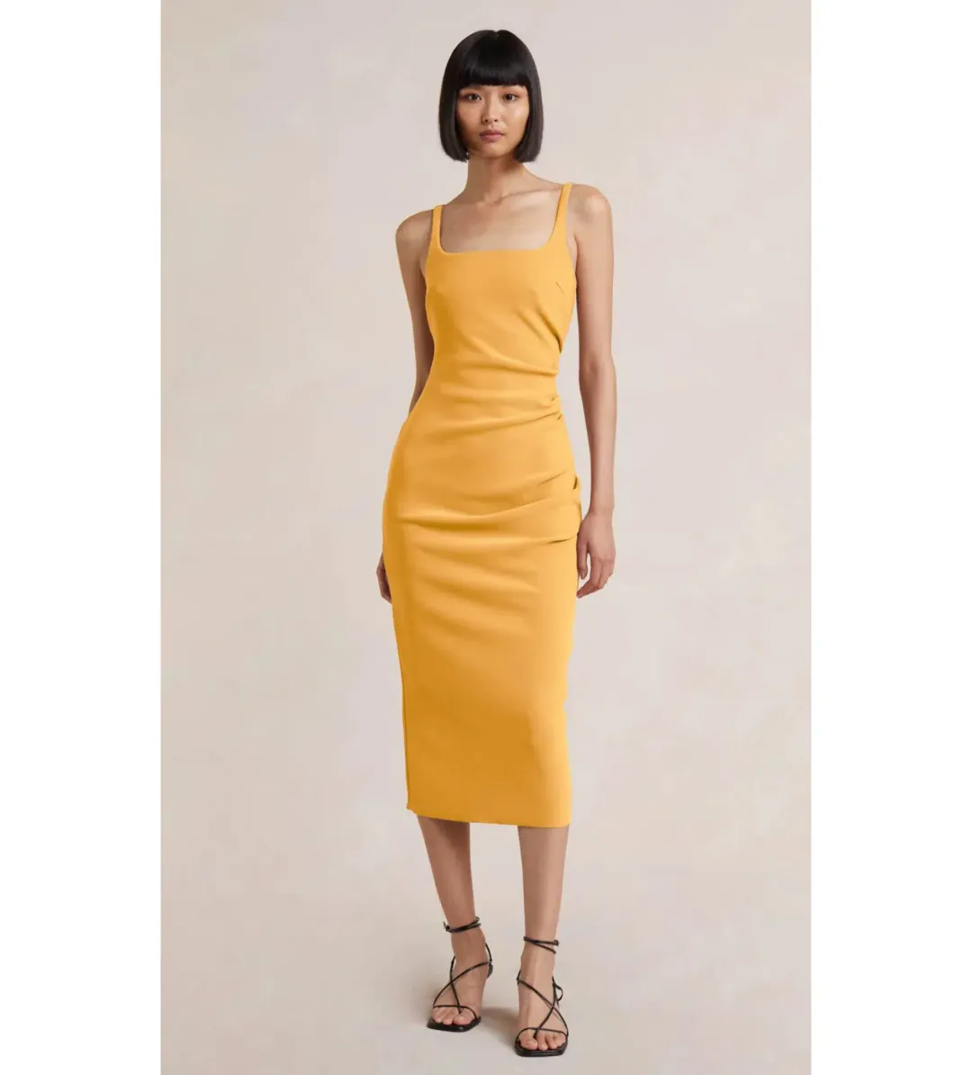 Bec & Bridge Karina Tuck Midi Dress Mango Size 10 for rent on The Volte - main image