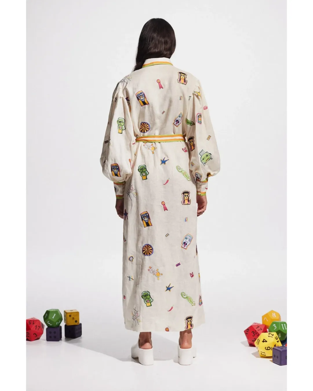 Alemais Checkers Embroidered Shirtdress Print Multi Size 14 for rent on The Volte - main image