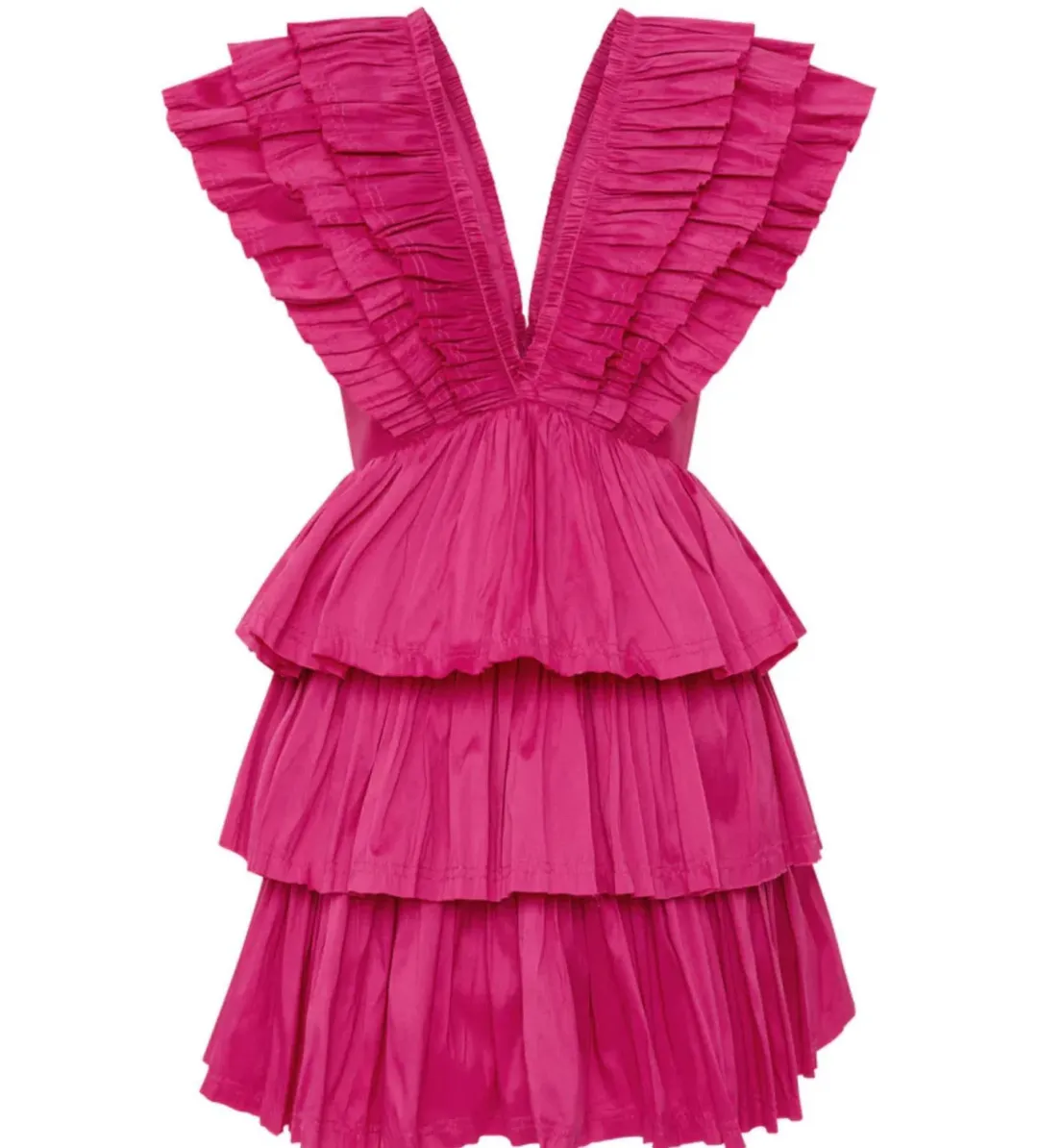Aje Rhythmic Frilled Mini Dress Fuchsia Size 10 for rent on The Volte - main image