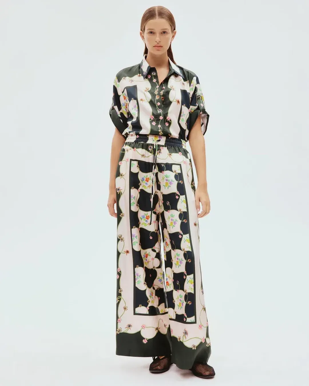 Alemais Venus Shirt and Pants Set Multi Floral Size 14 for rent on The Volte - main image