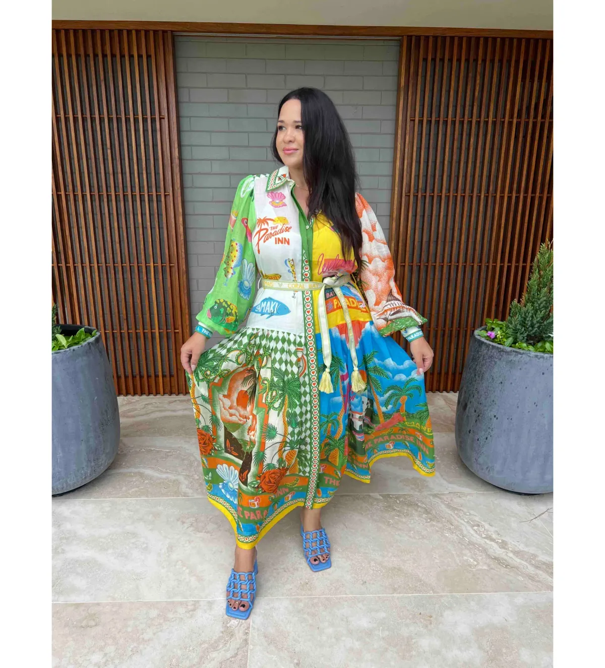 Alemais Paradiso Midi Shirtdress Multi Print Size 14  - Image 6