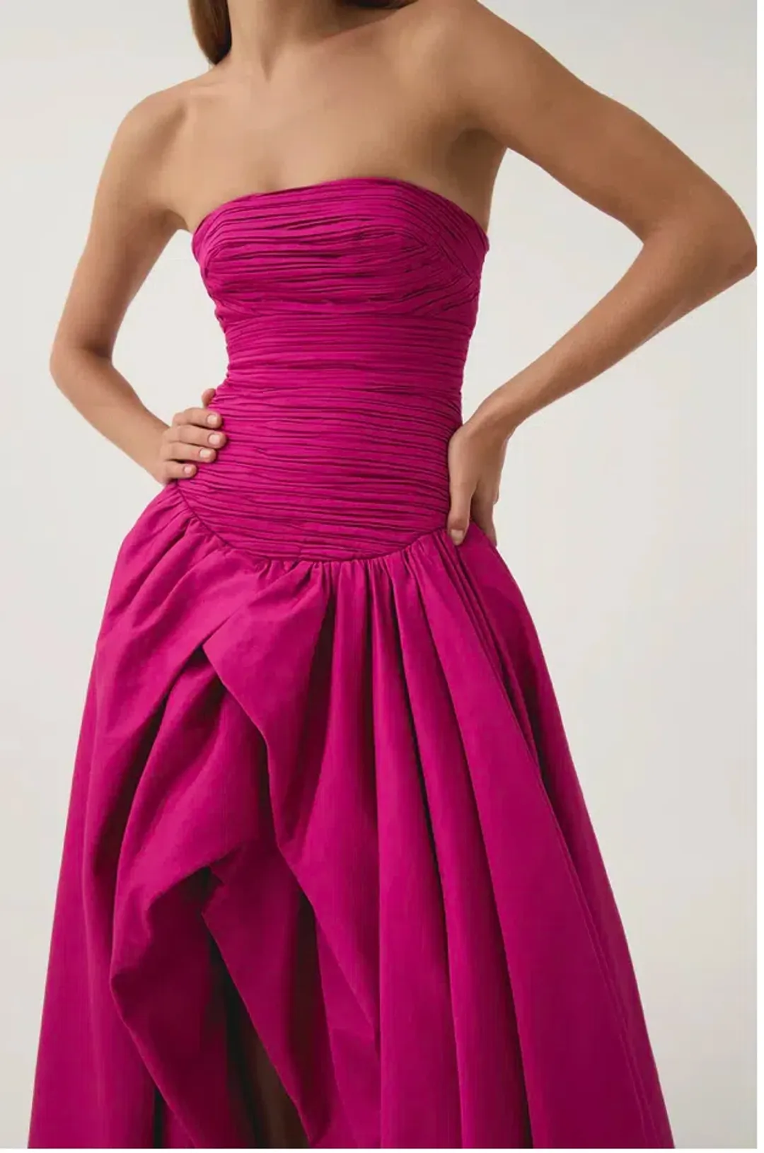 Aje Violette Bubble Hem Maxi Dress Deep Magenta Size 10 for rent on The Volte - main image