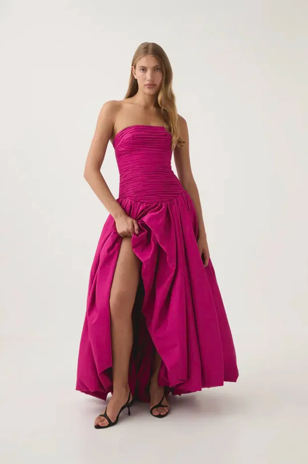 Aje Violette Bubble Hem Maxi Dress Deep Magenta Size 10 for rent on The Volte - main image