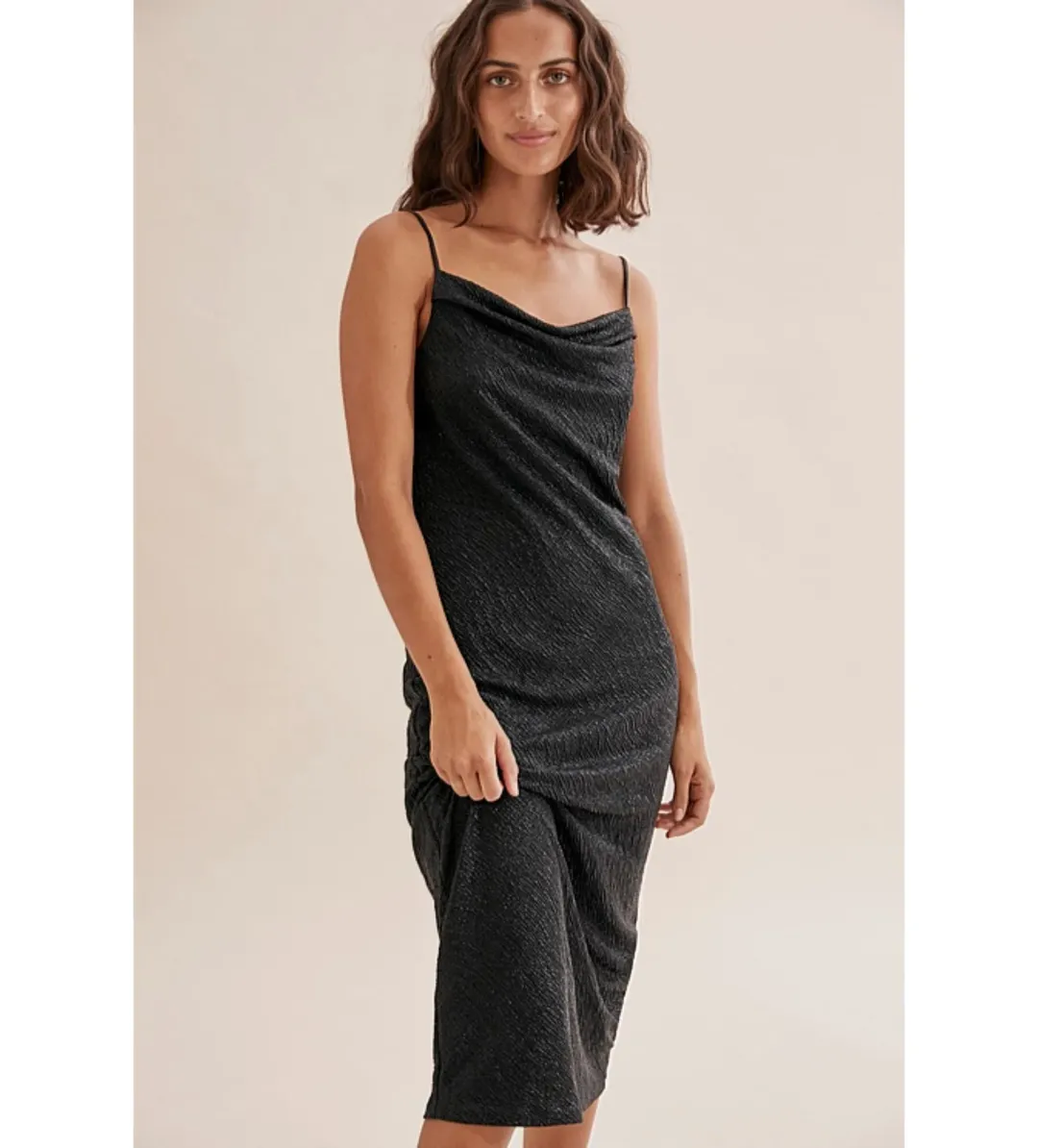 Country Road Metallic Slip Midi Dress Black Size 8/XS for rent on The Volte - main image
