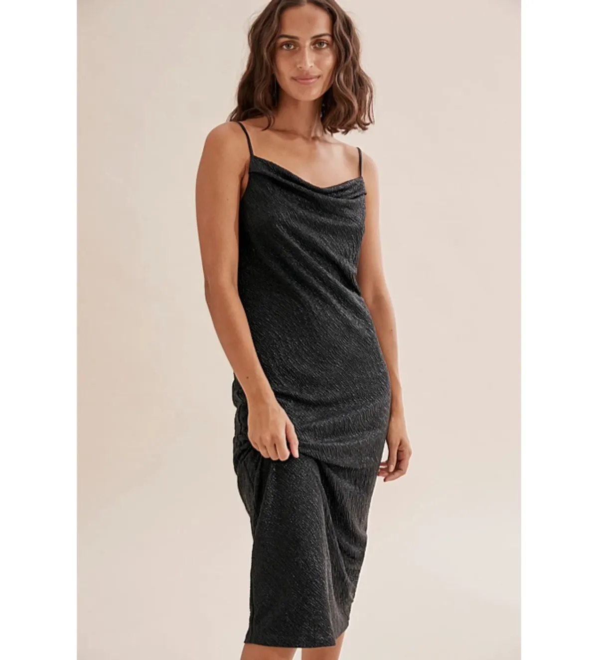 Country Road Metallic Slip Midi Dress Black Size 8/XS - Image 2