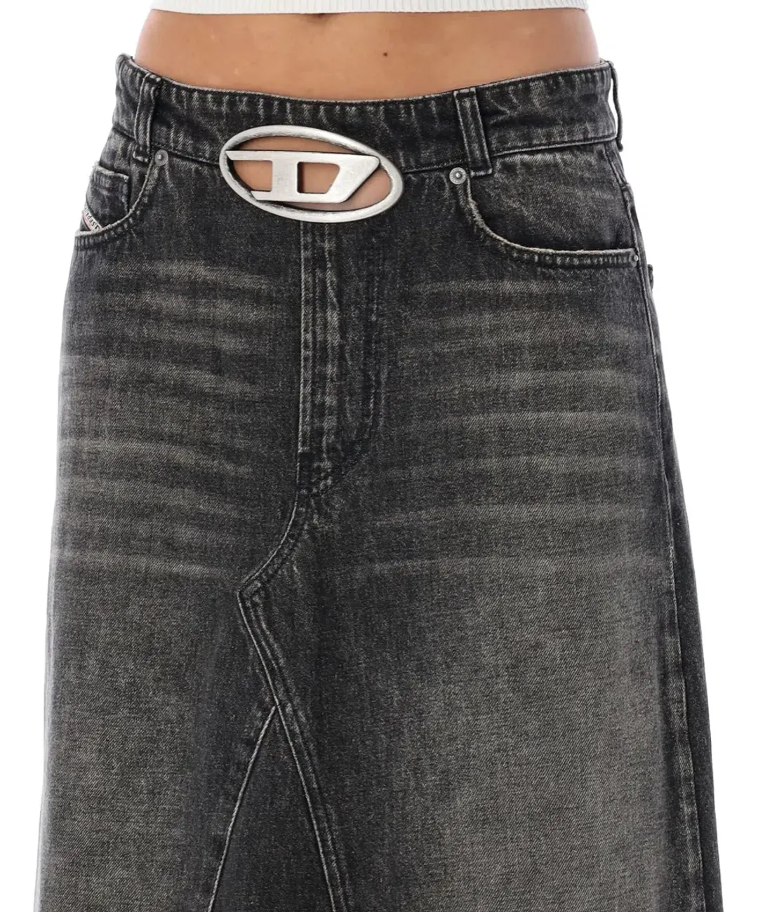 Diesel De-Pago-S3 Denim Maxi Skirt 2 Black Size 10 for rent on The Volte - main image