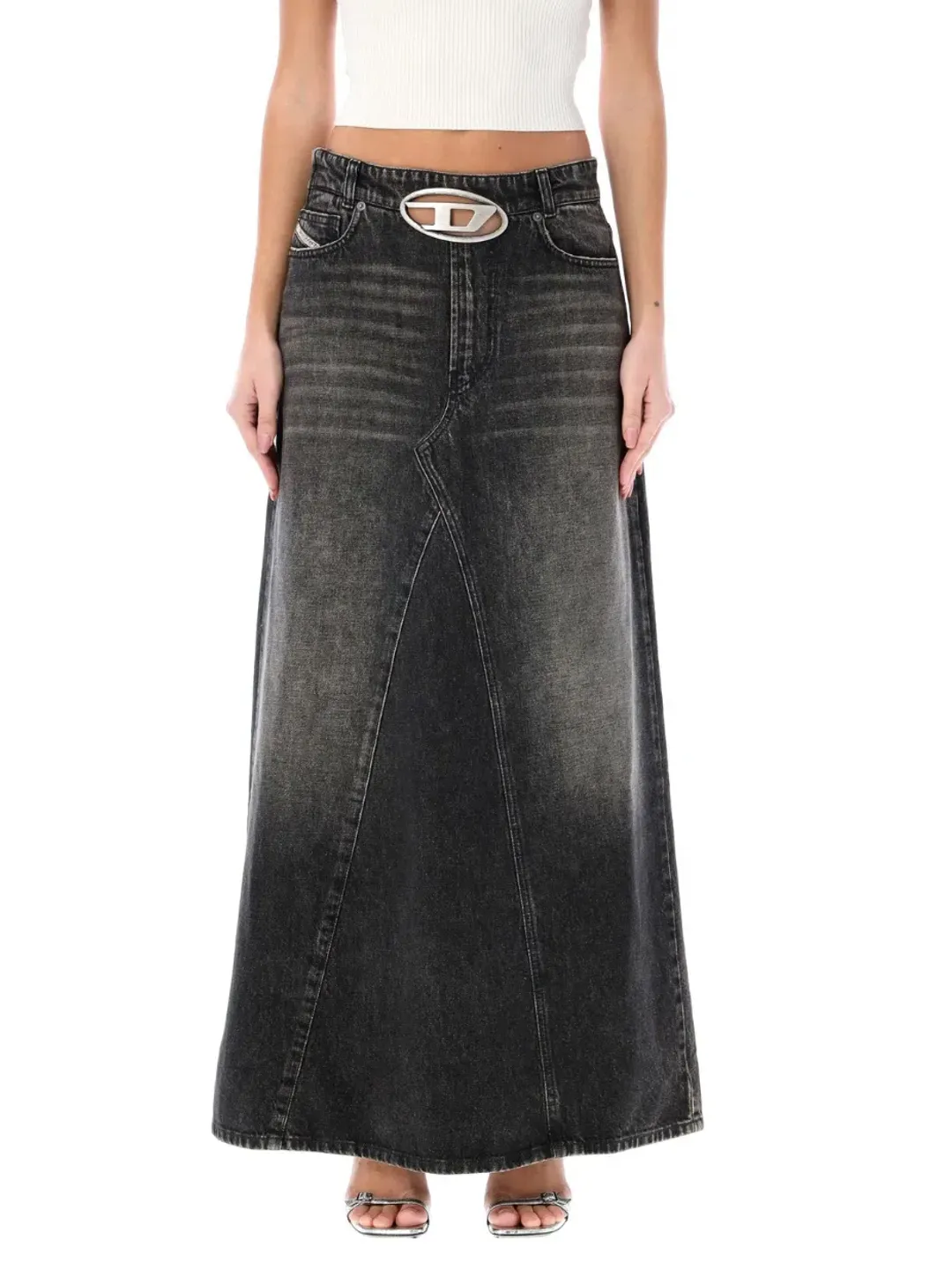 Diesel De-Pago-S3 Denim Maxi Skirt 2 Black Size 10 for rent on The Volte - main image