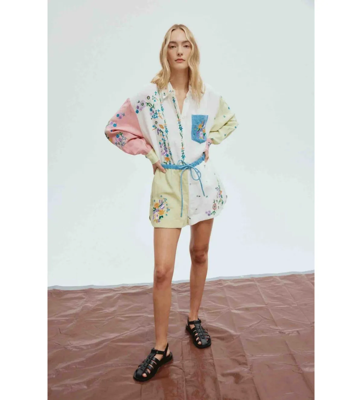 Alemais Willa Embroidered Shirt and Short Set Multi Floral Size 16 - Image 1