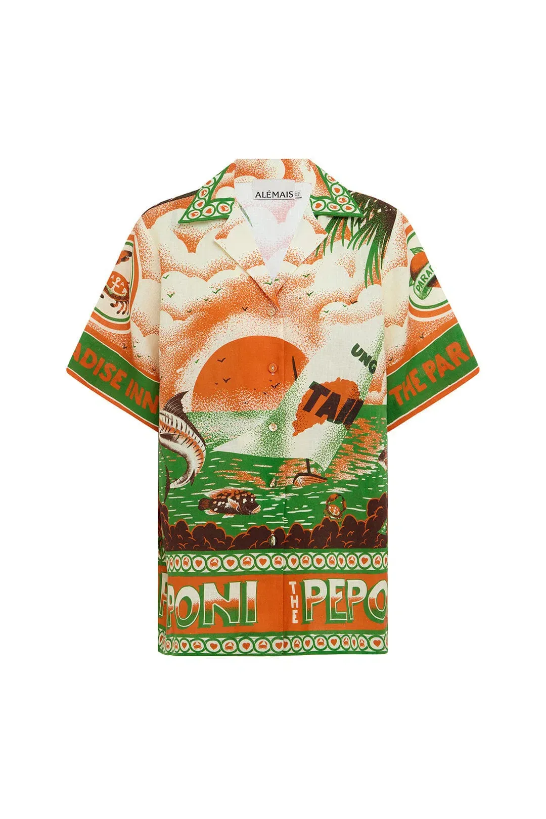 Alemais Bungalow Oversized Linen Shirt and Short Set Multi Print Size 16 for rent on The Volte - main image