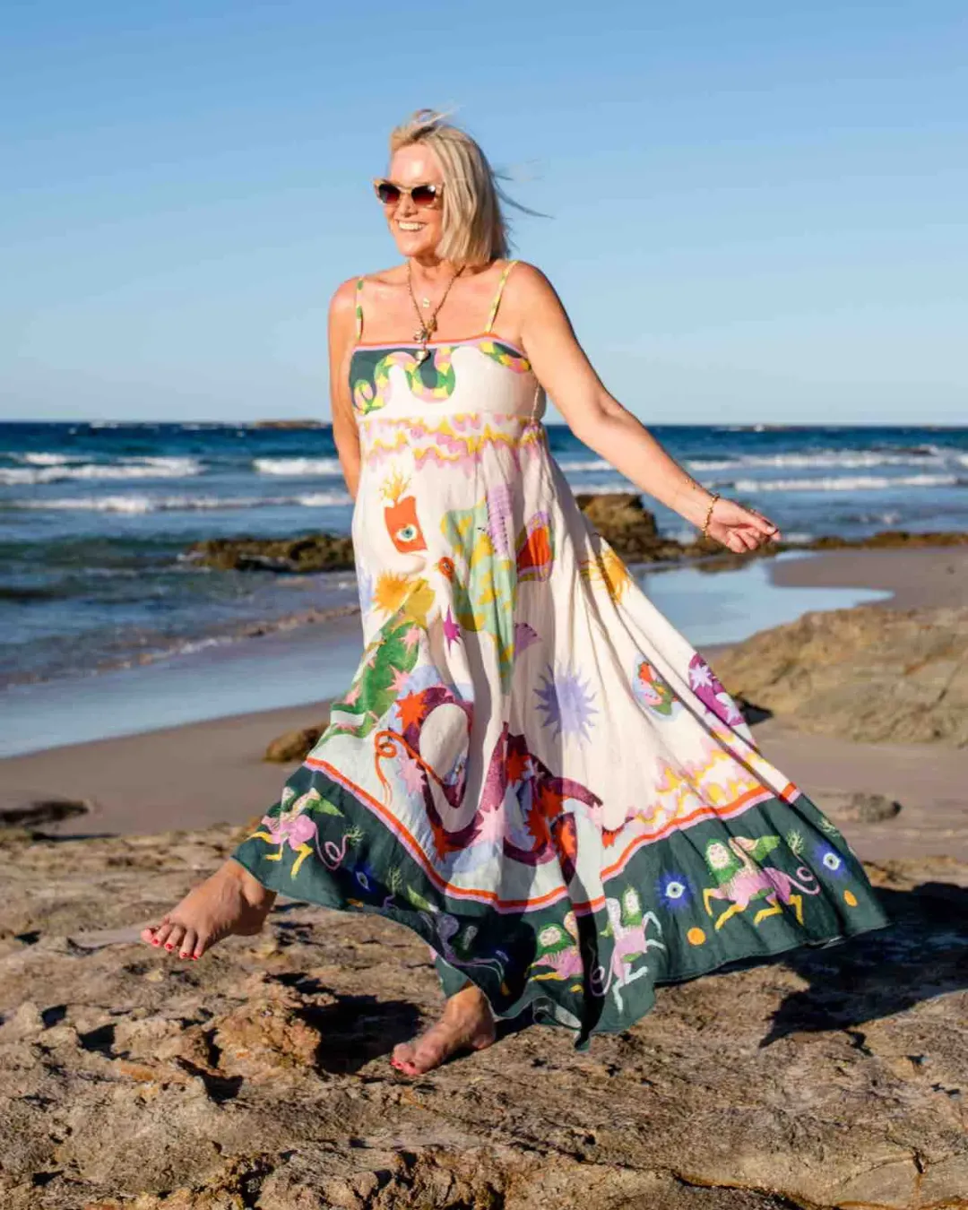 Alemais Seeker Midi Sundress Multi Print Size 14 for rent on The Volte - main image