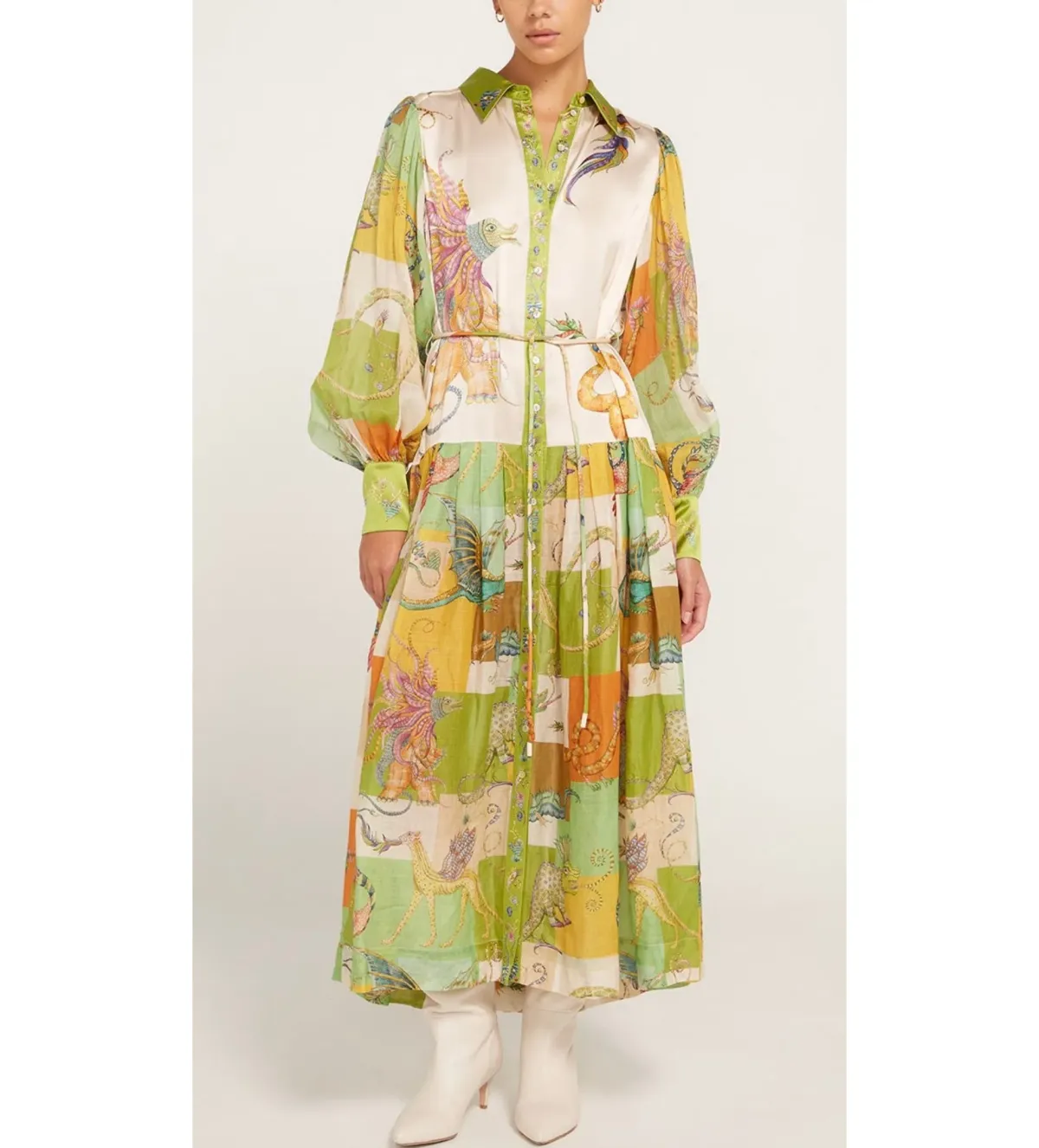 Alemais Jerome Silk Midi Dress Multi/Print Size 14  - Image 1