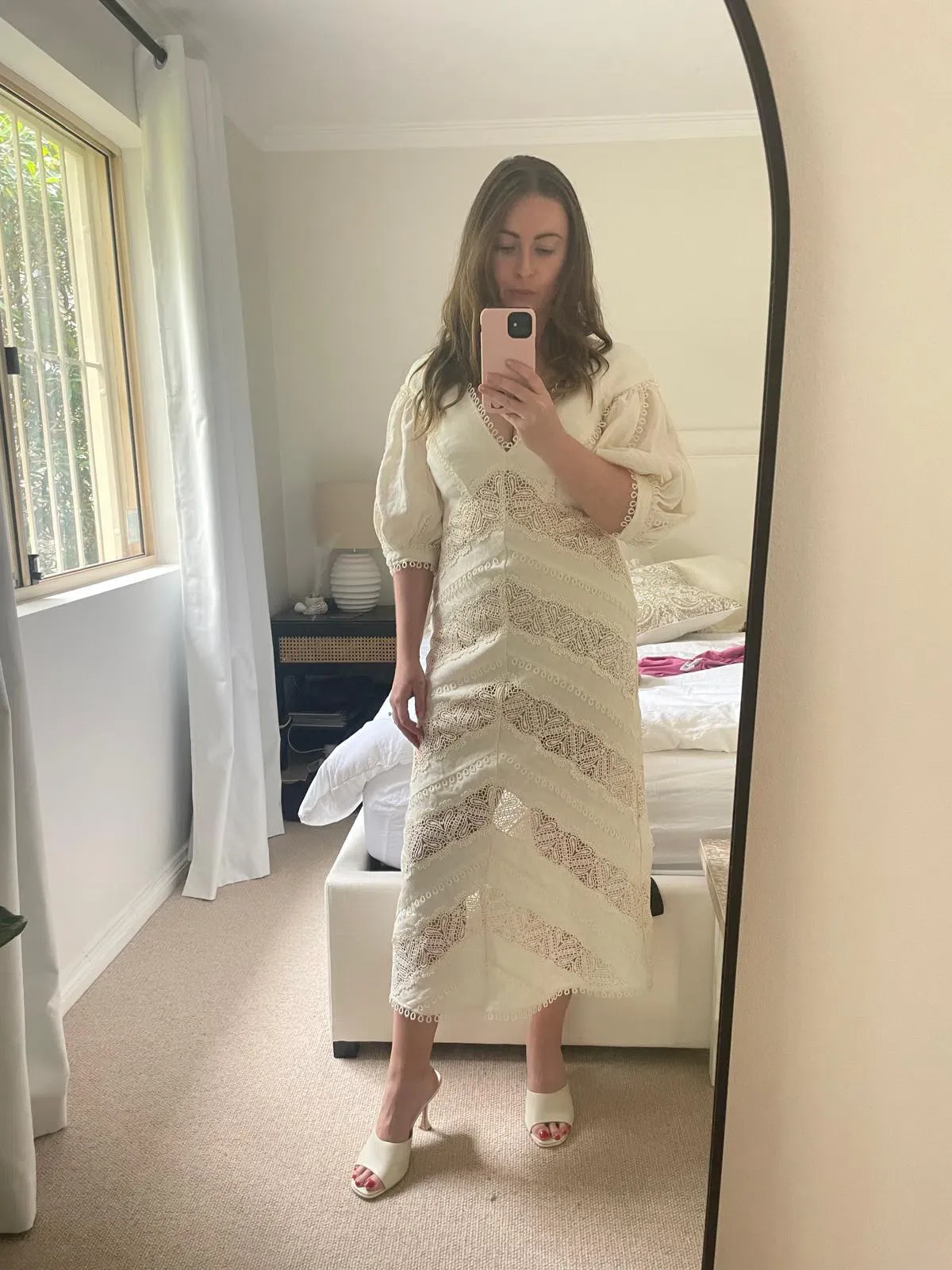 Zimmermann Painted Heart Chevron Midi Dress in White Size 2 / AU 12 - Image 5