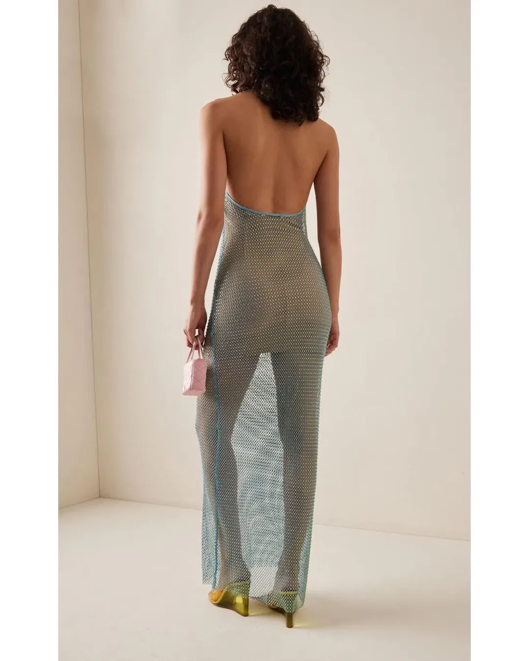 Self Portrait Crystal-Embellished Fishnet Maxi Dress AU8 for rent on The Volte - main image