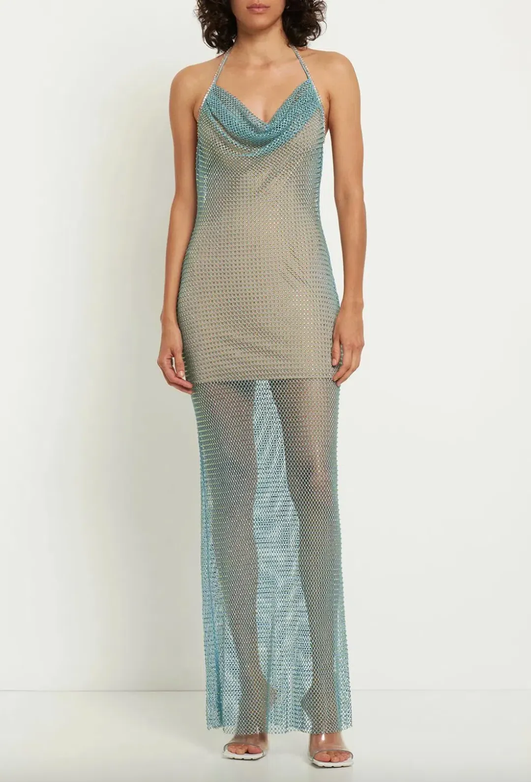 Self Portrait Crystal-Embellished Fishnet Maxi Dress AU8 for rent on The Volte - main image