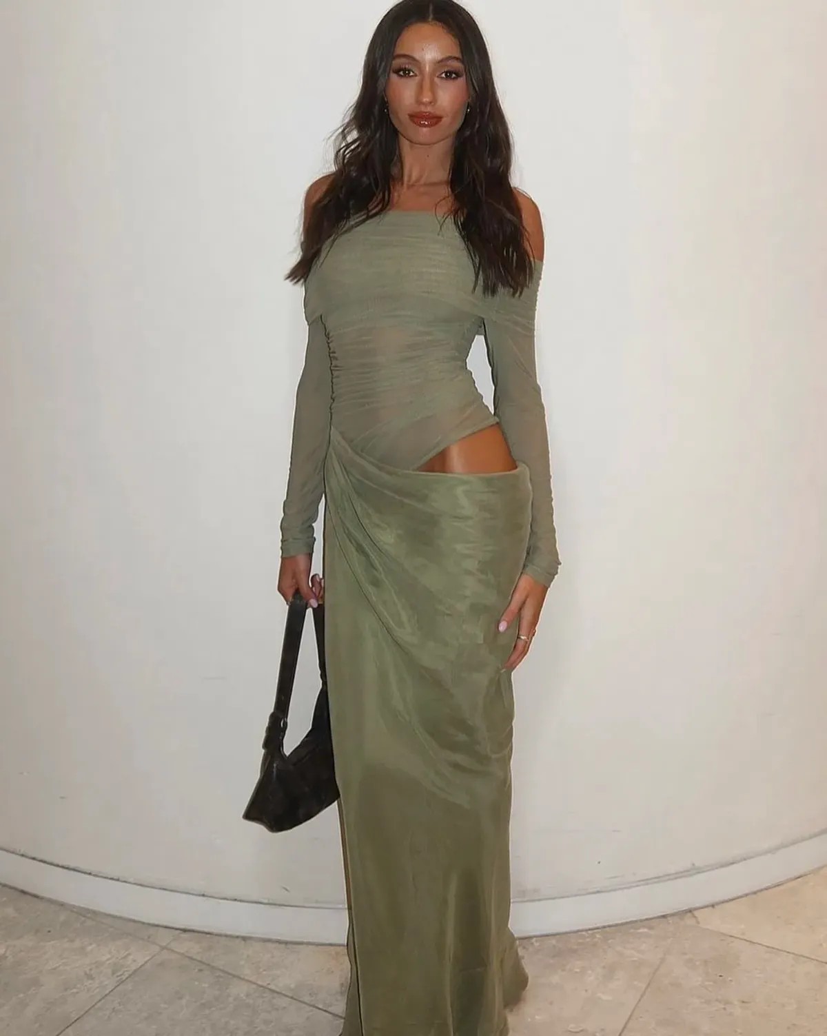 Benni Yasmin Off Shoulder Maxi Dress Pistachio Green Size 10 - Image 7