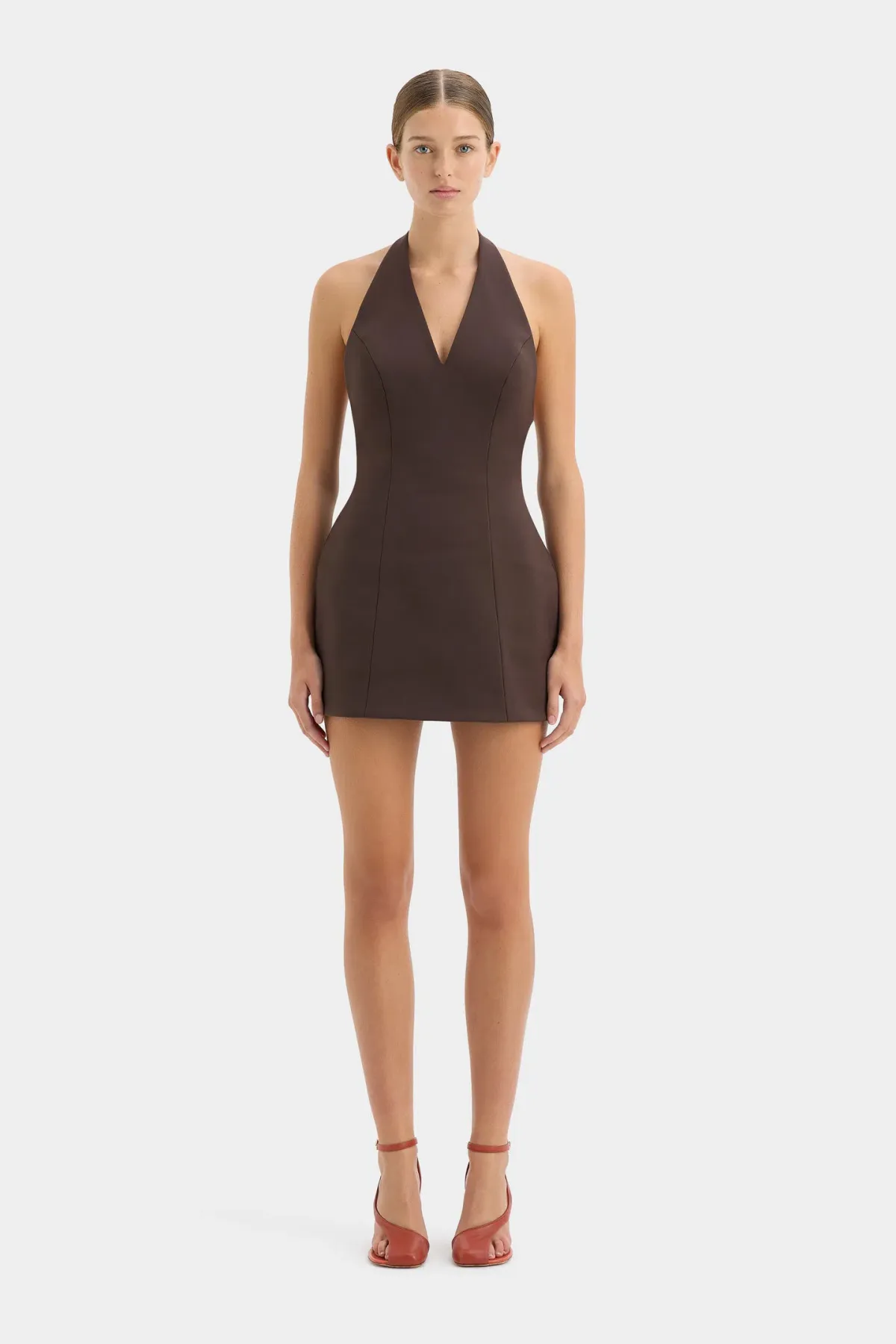 Sir the Label Sandrine Halter Mini Dress Chocolate Brown Size 0 / AU 6 - Image 1